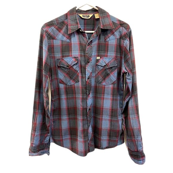 Salt Valley Western Pearl Snap Blue Gray Button Up Shirt Top  Mens Size Small - Picture 2 of 10